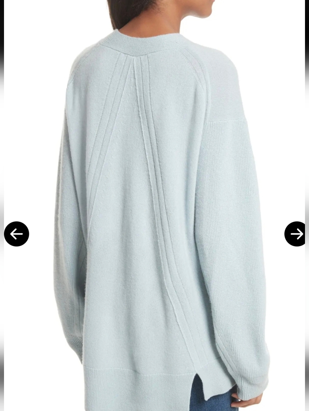 Rag & Bone 100% Cashmere Oversized V-Neck Sweater Light Blue Small Quiet Luxury - Picture 3 of 12